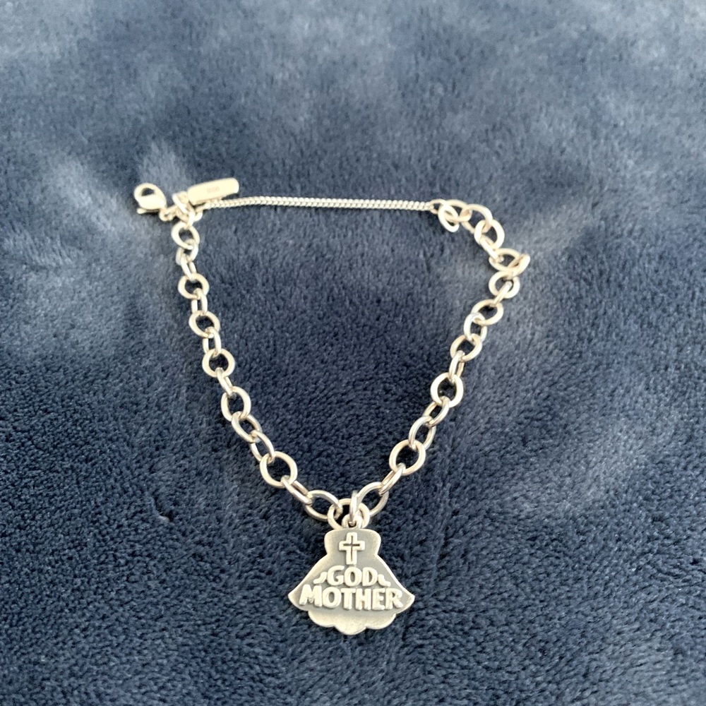 James Avery Bracelet size 7 1/2 medium with GodMother Charm. Sterling silver.